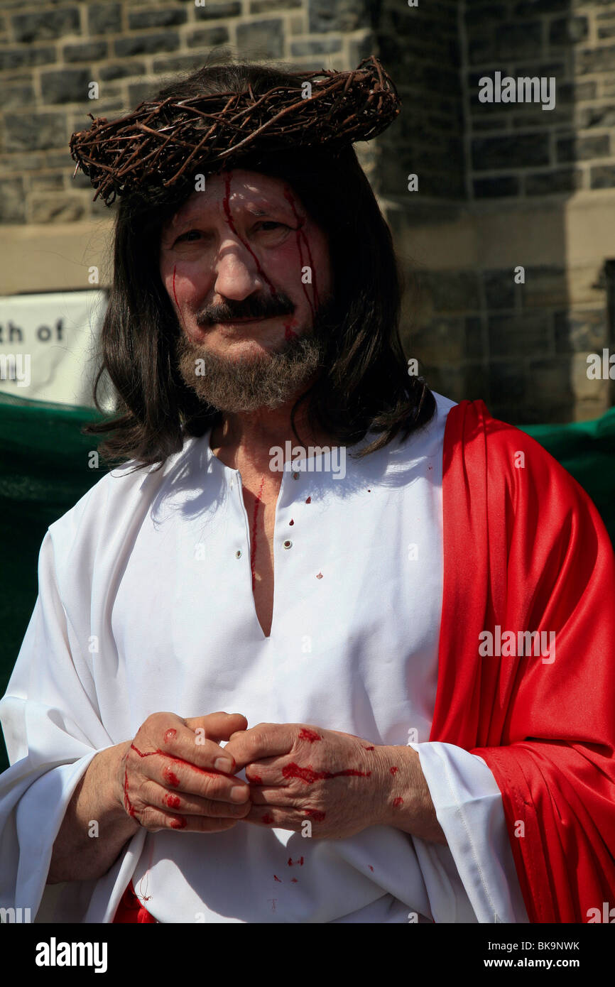 Jesus at Holy Easter or Good Friday Procession Parade,' Little Italy', Toronto,Ontario,Canada,North America Stock Photo