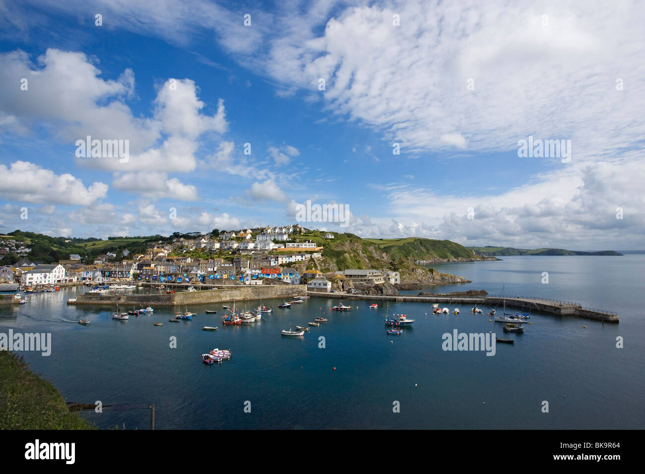 Fishing boats in harbor, Mevagissey, Cornwall, England, United Kingdom Stock Photo