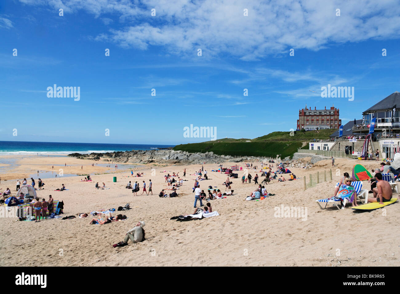 View over Fistral Beach, Newquay, Cornwall, England, United Kingdom Stock Photo