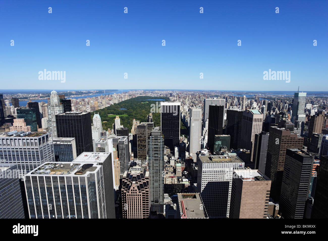 View over high-rise buildings to Central Park, Manhattan, New York City ...