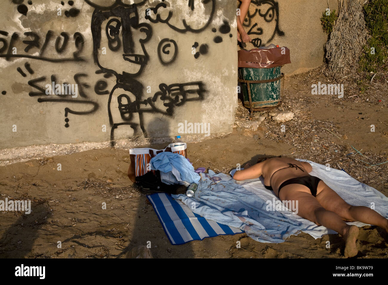 People on Beach Vouliagmeni Attica Greece Stock Photo