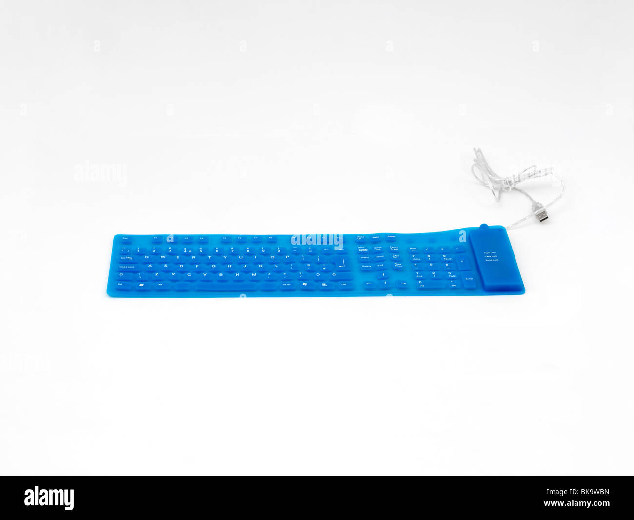 Blue Plastic Flexible Computer Keyboard Stock Photo