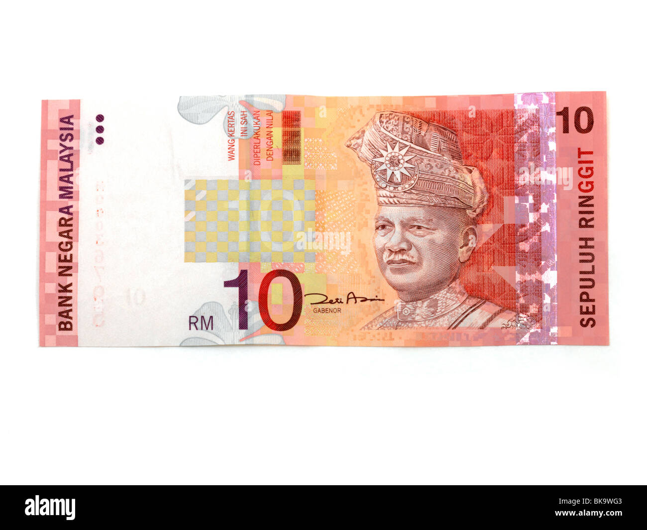 Malaysian Banknote Tuanku Abdul Rahman On Obverse Side Of 10 Ringgit Stock Photo