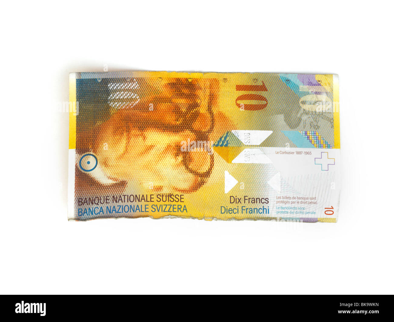 Swiss Banknote 10 Francs Stock Photo
