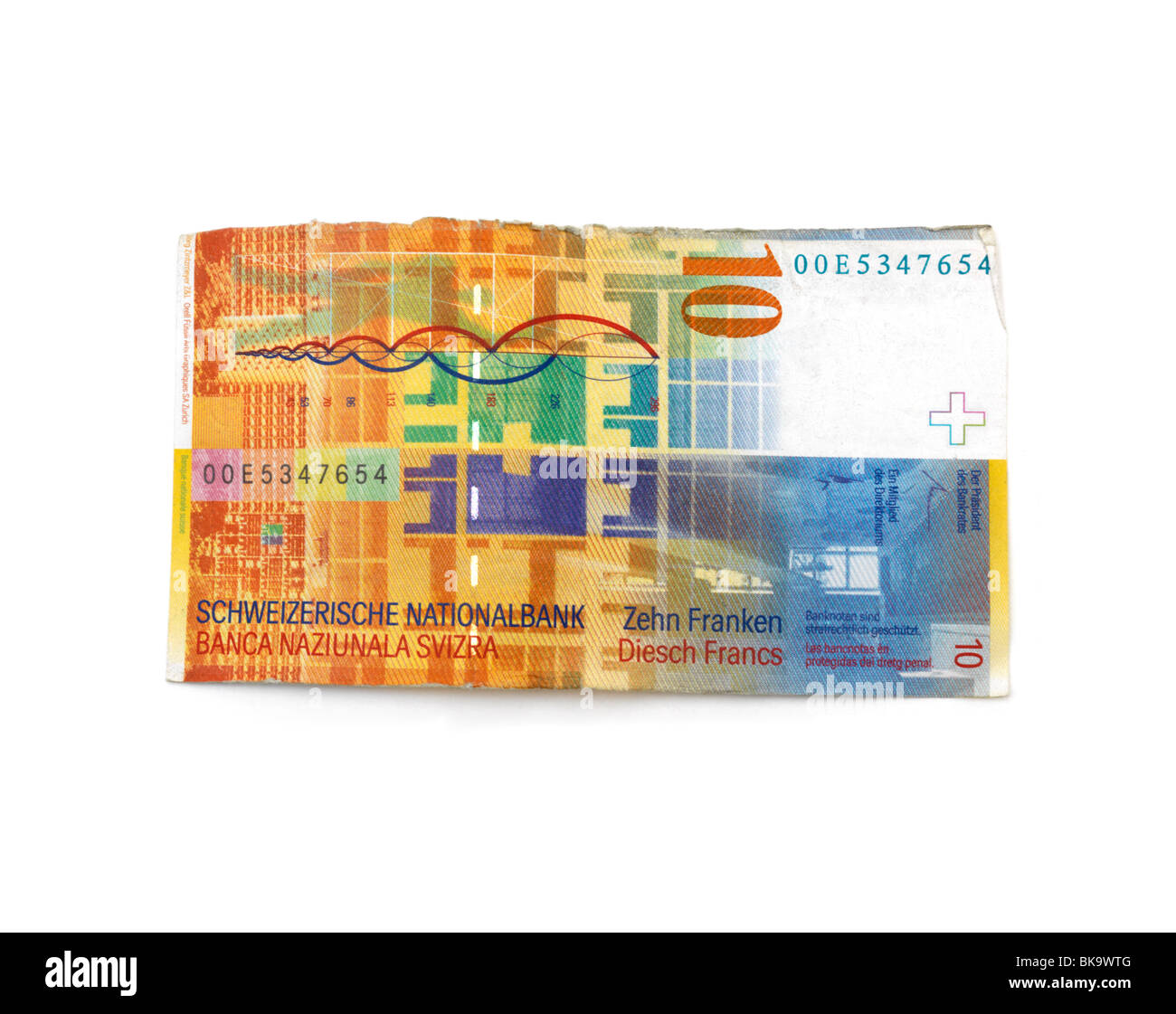 Swiss Banknote 10 Swiss Francs Stock Photo