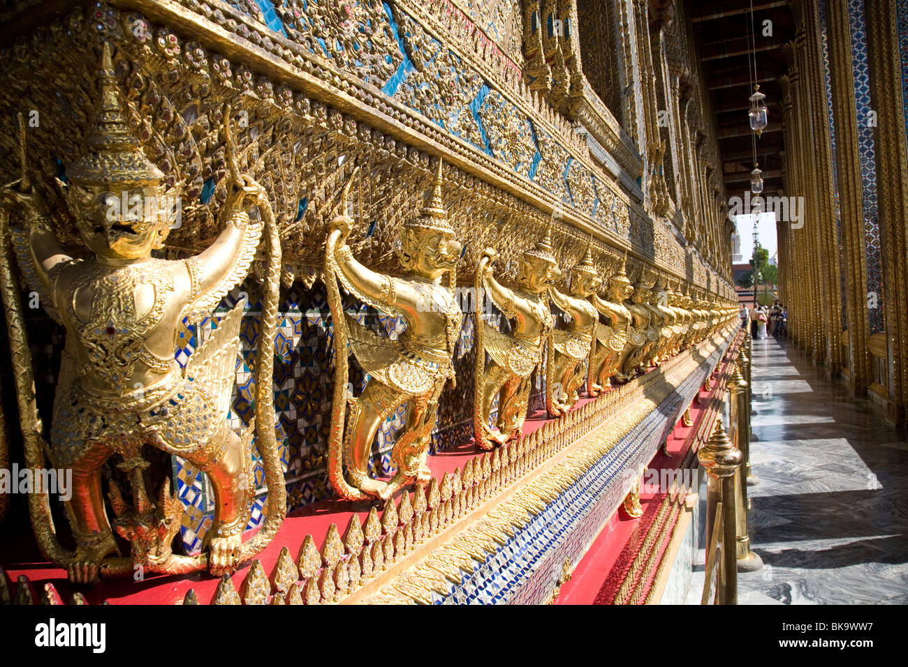 Row of  mythical Garudas at Wat Phra Kaew Stock Photo