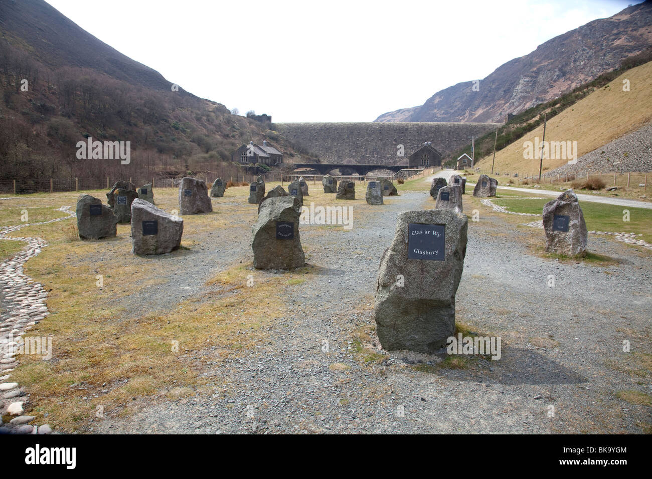 Radnor parish stones displayed at the Elan Valley Tourist Information Centre near Rhayader Powys Wales Stock Photo