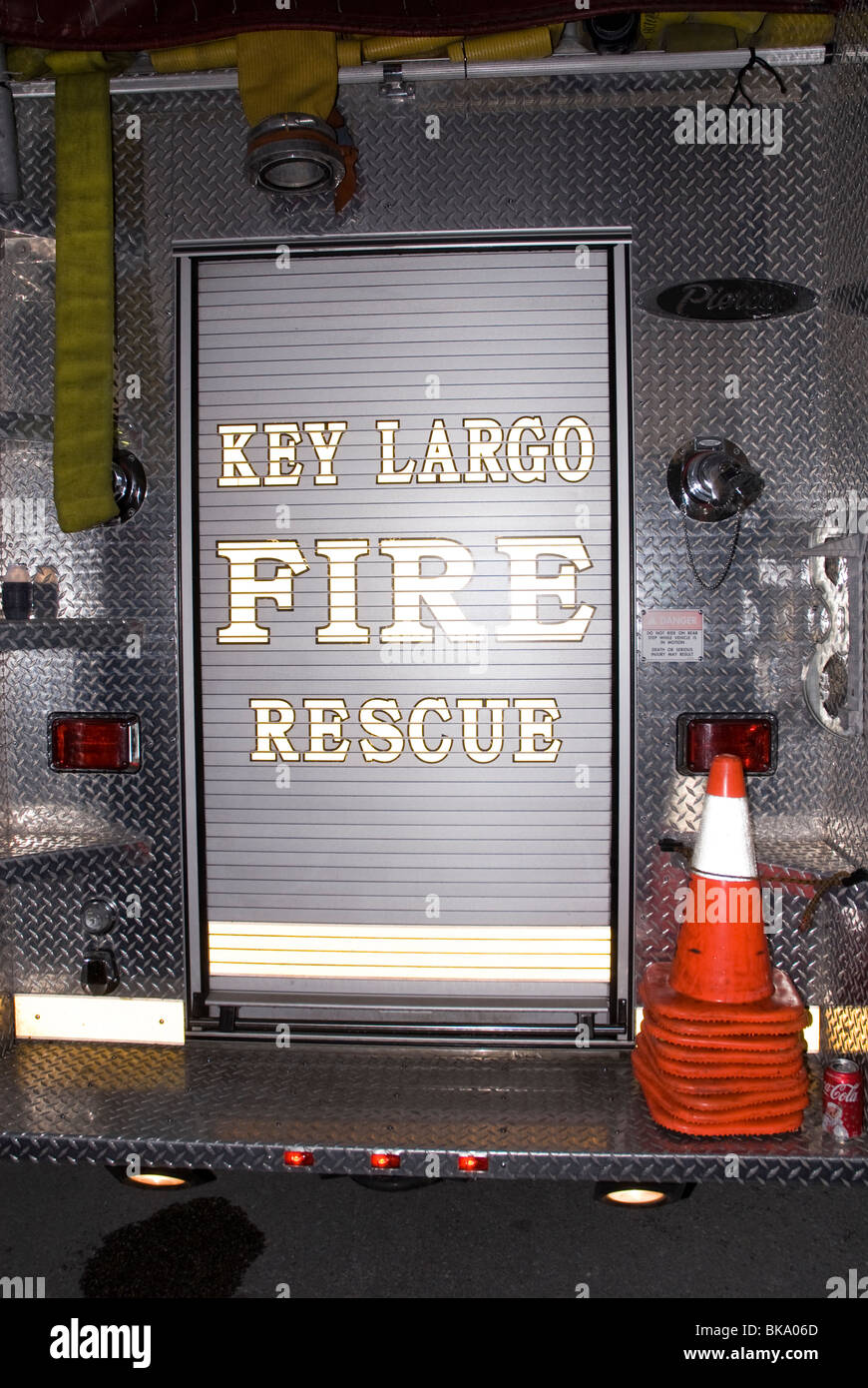 Rear of a Key Largo fire truck Stock Photo