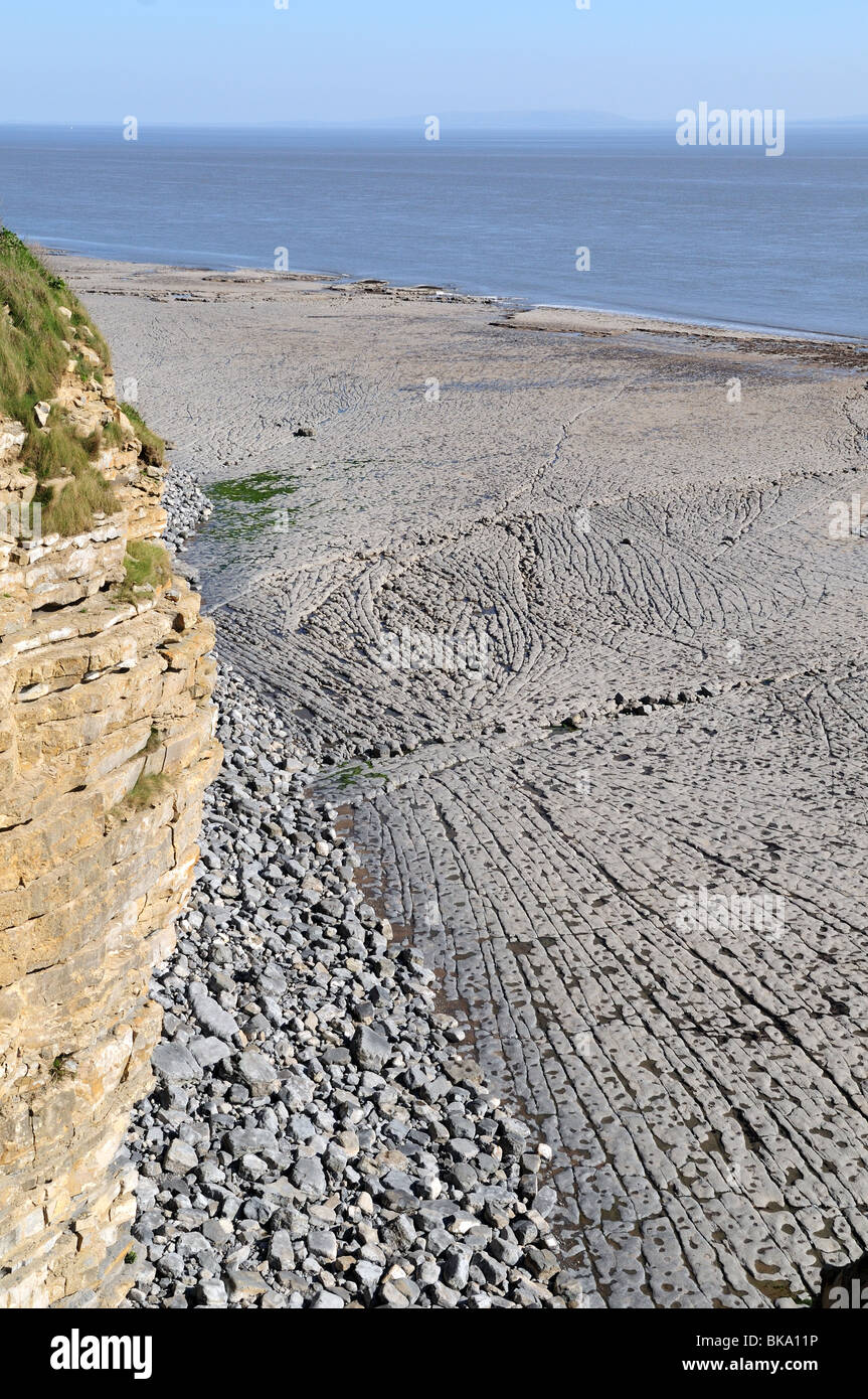 Nash Point Glamorgan Heritage Coast Limestone Pavements Wales Cymru UK GB Stock Photo