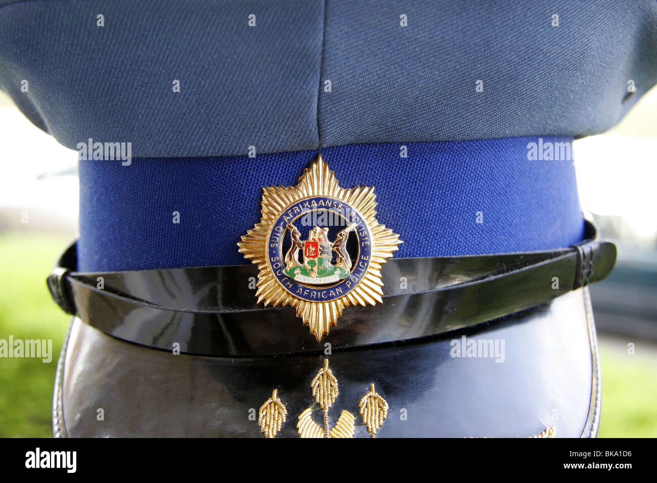 Cap badge of the South African Police Force Stock Photo