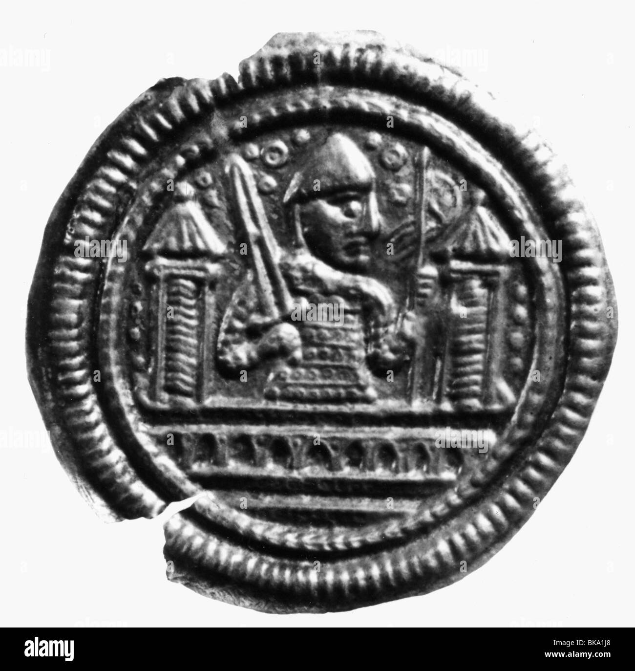 Albert I 'the Bear', circa 1100 - 18.11.1170, Margrave of Brandenburg 1157 - 1170, portrait, coin, bracteate, silver, 12th century, , Stock Photo