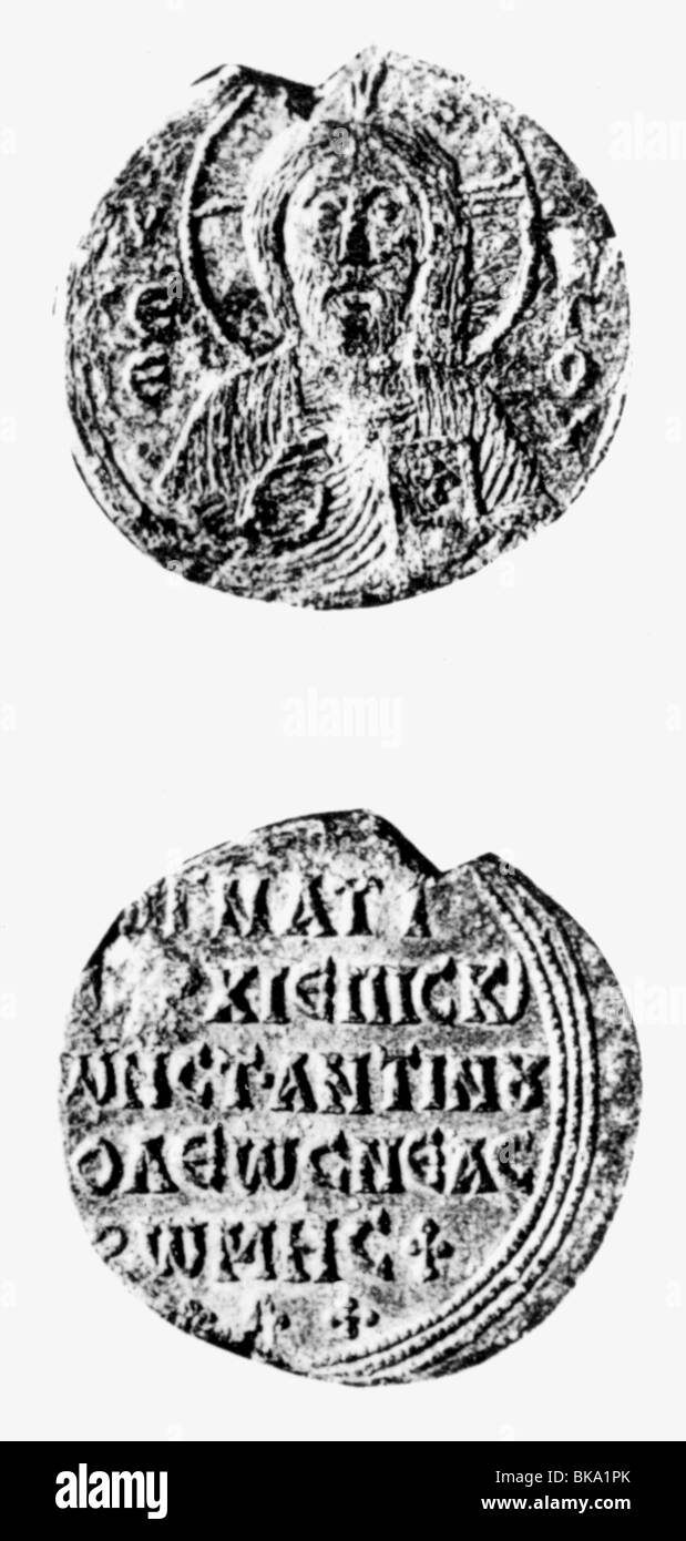 Ignatius, circa 789 - 23.10.877,  Patriarch of Constantinople 847 - 858 and 867 - 877, seal, Stock Photo