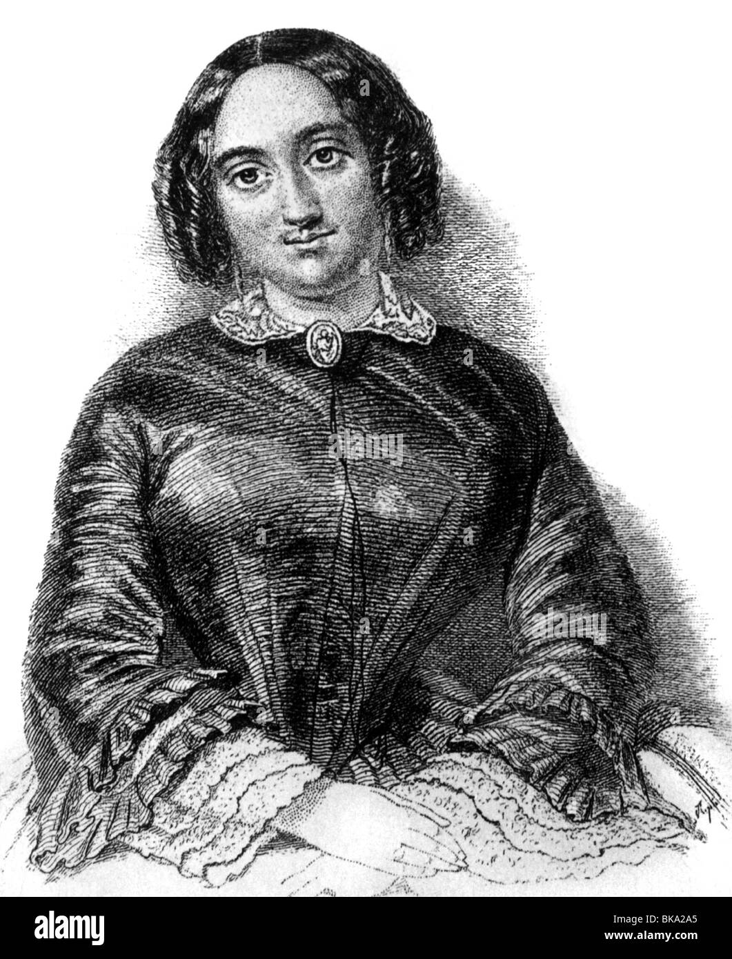 Lewald-Stahr, Fanny, 24.3.1811 - 5.8.1889, German author / writer, half length, copper engraving, 19th century, Artist's Copyright has not to be cleared Stock Photo
