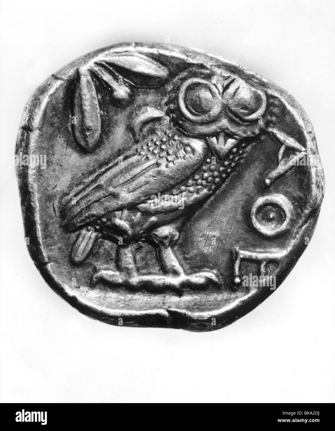 money / finance, coins, Greek drachma, Athenian tetradrachmon, owl of Athena, silver coin, 454 - 449 BC, historic, historical, hard cash, clipping, cut out, cut-out, cut-outs, numismatics, ancient world, Stock Photo