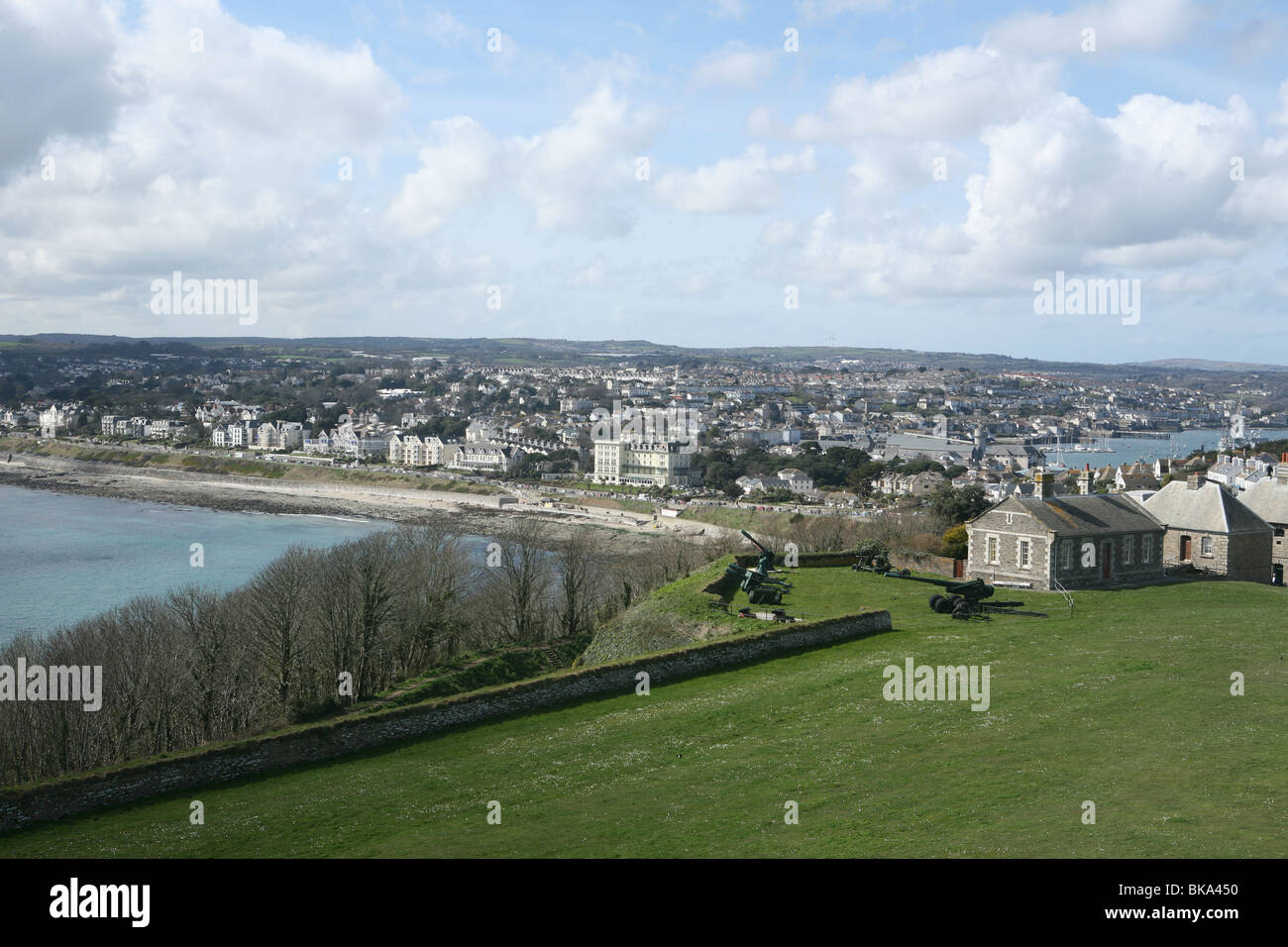 Pendennis castle point Carrick Roads near Falmouth Cornwall Stock Photo