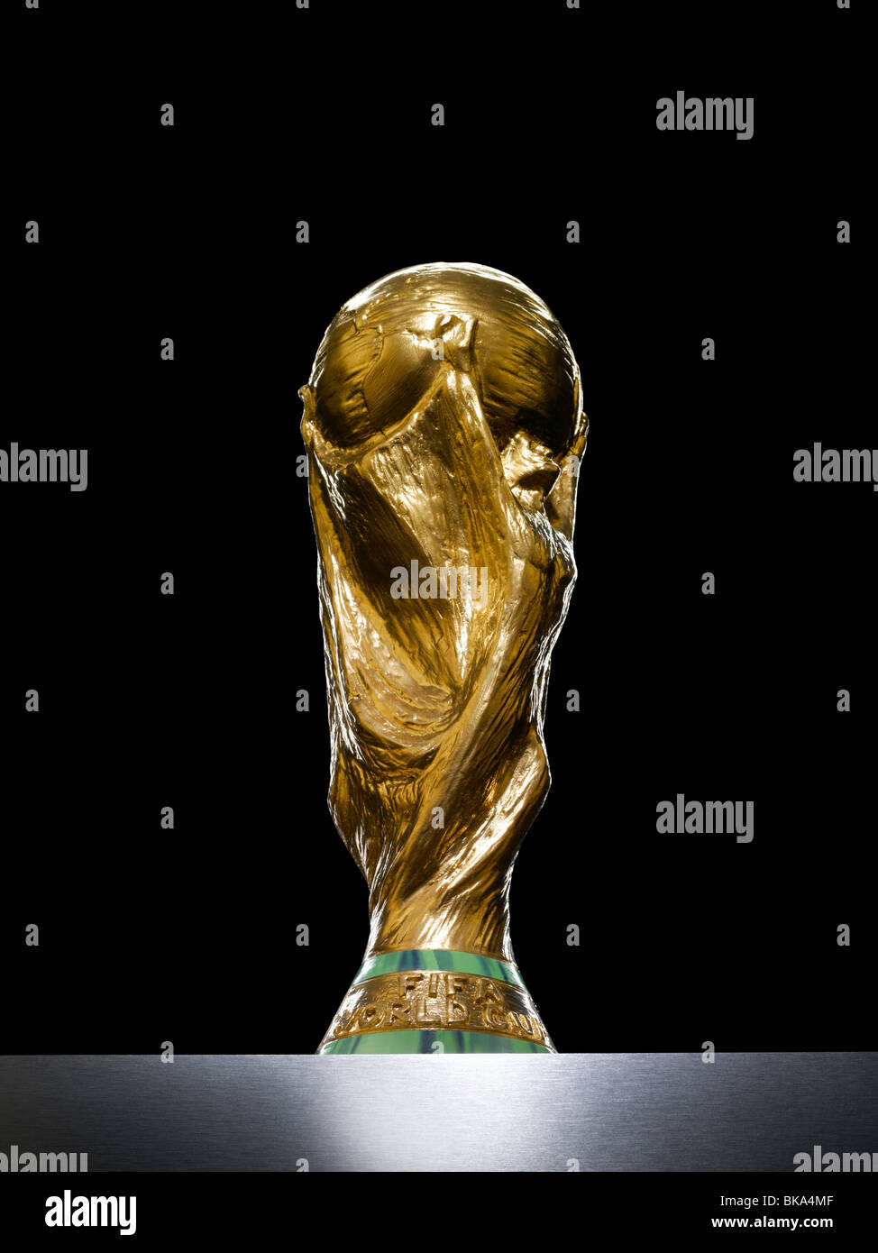 World Cup Football Trophy in the spotlight Stock Photo