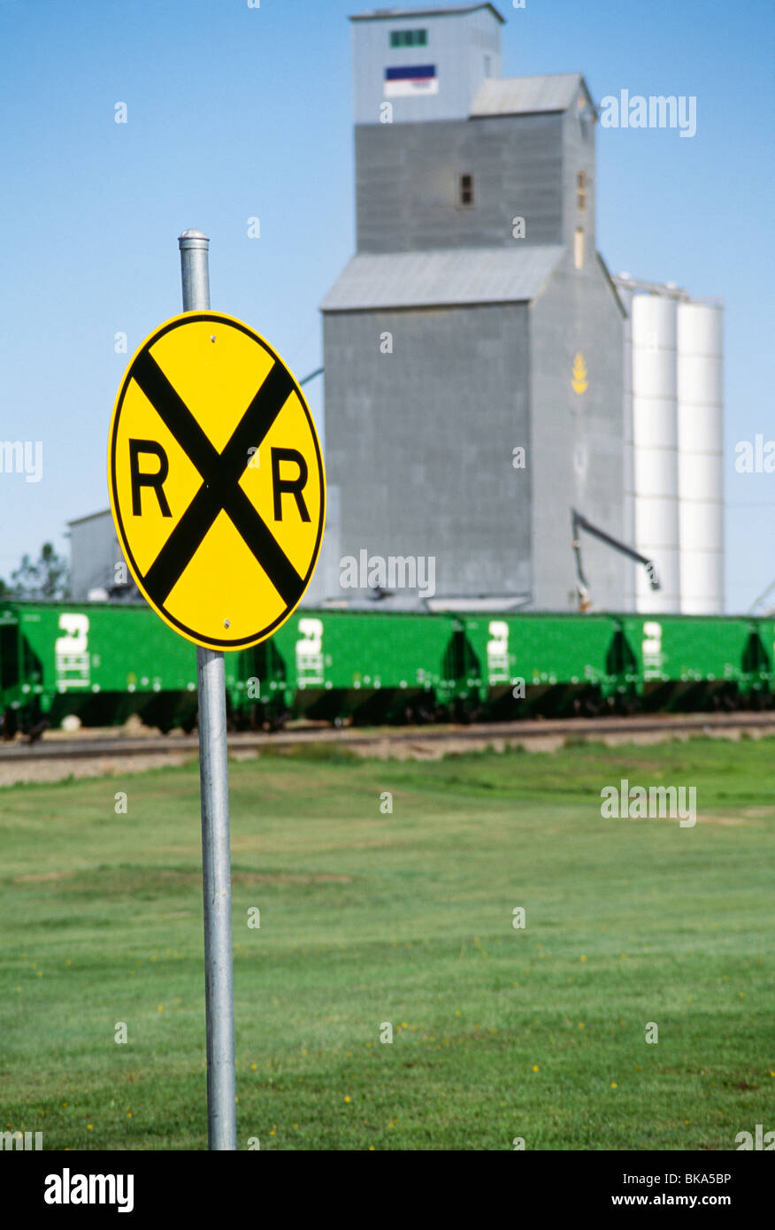 Railroad Siding and Crossing Sign, USA Stock Photo