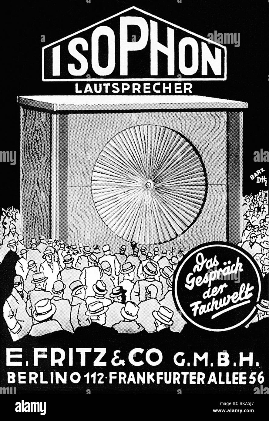 broadcast, radio, ISOPHON loudspeaker, advertising, Berlin, Germany, 1930, Stock Photo