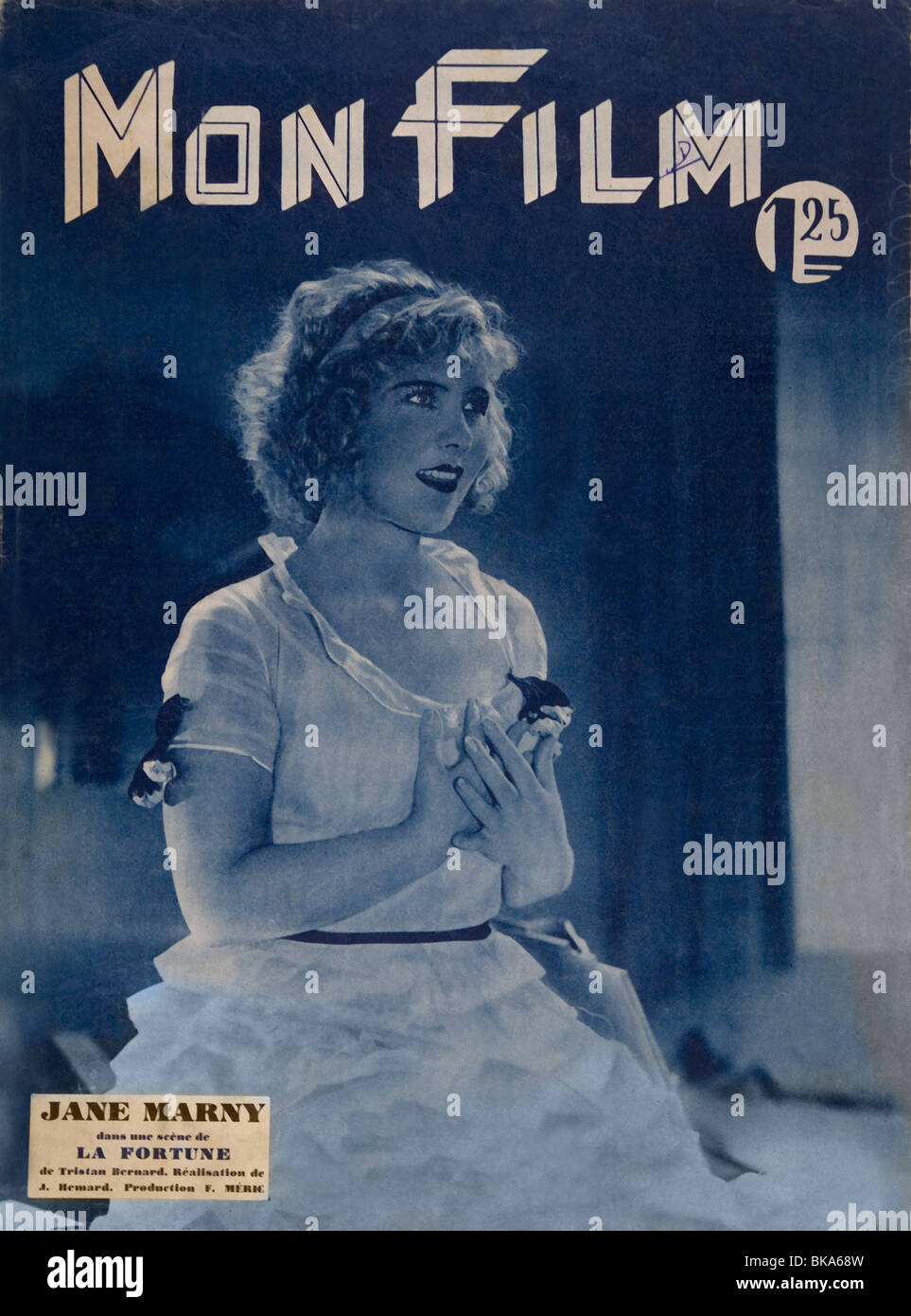 Jane Marny French actress in  'La Fortune' 1931 Cover of Mon Film magazine Stock Photo