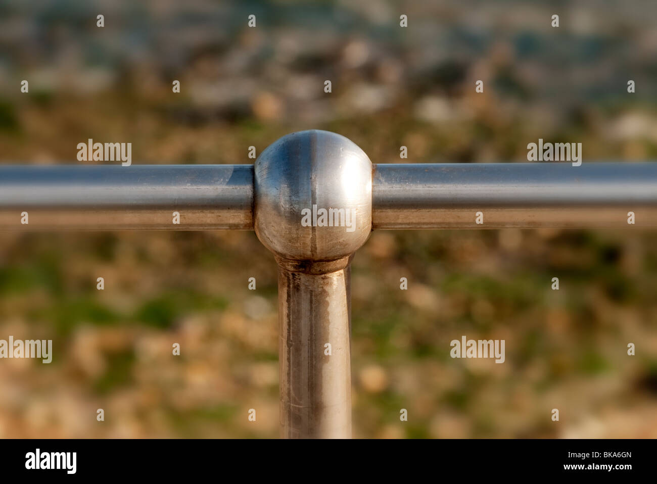 close up of a stainless steel handrail Stock Photo