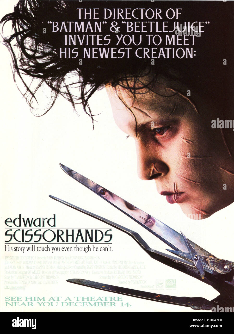 Edward Scissorhands Year : 1990 Director : Tim Burton Johnny Depp Movie poster (USA) Stock Photo