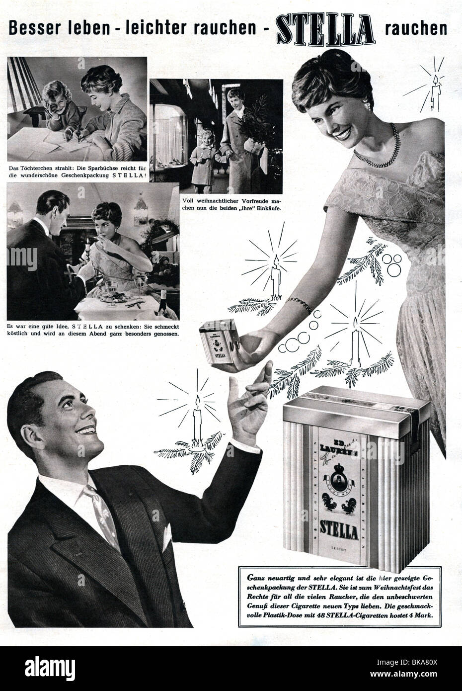 advertising, tobacco, Stella cigarettes, advertisement in magazine, 1955, Stock Photo