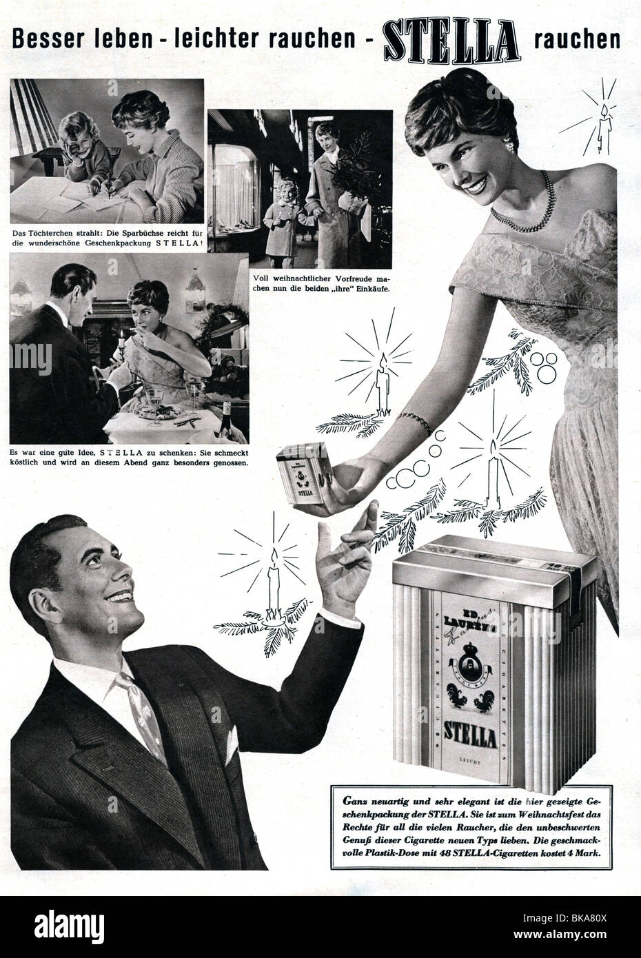 advertising, tobacco, Stella cigarettes, advertisement in magazine, 1955  Stock Photo