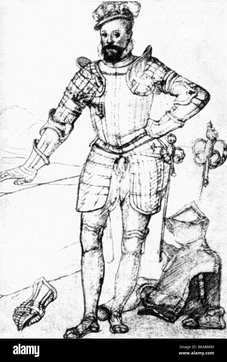 Dudley, Robert, 1st Earl of Leicester, 24.6.1532 - 4.9.1588, full length, drawing by Federico Zuccaro, 16th century, , Stock Photo
