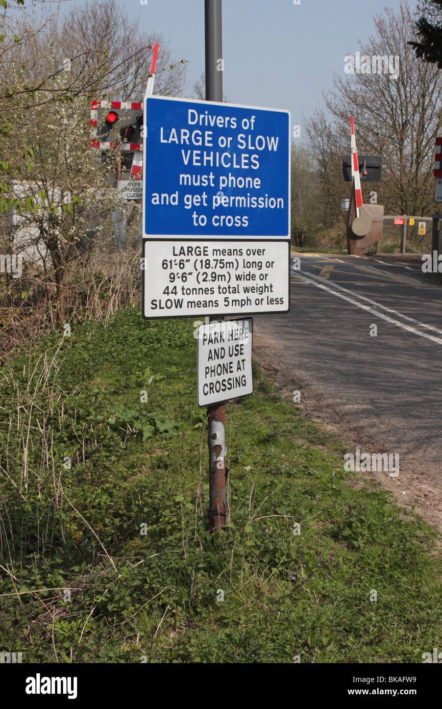 Warning Sign At An Unmanned Railway Crossing Uk Stock Photo Alamy
