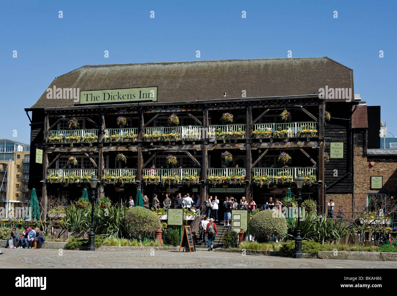 The Dickens Inn pub at St Katherines Dock in London.  Photo by Gordon Scammell Stock Photo