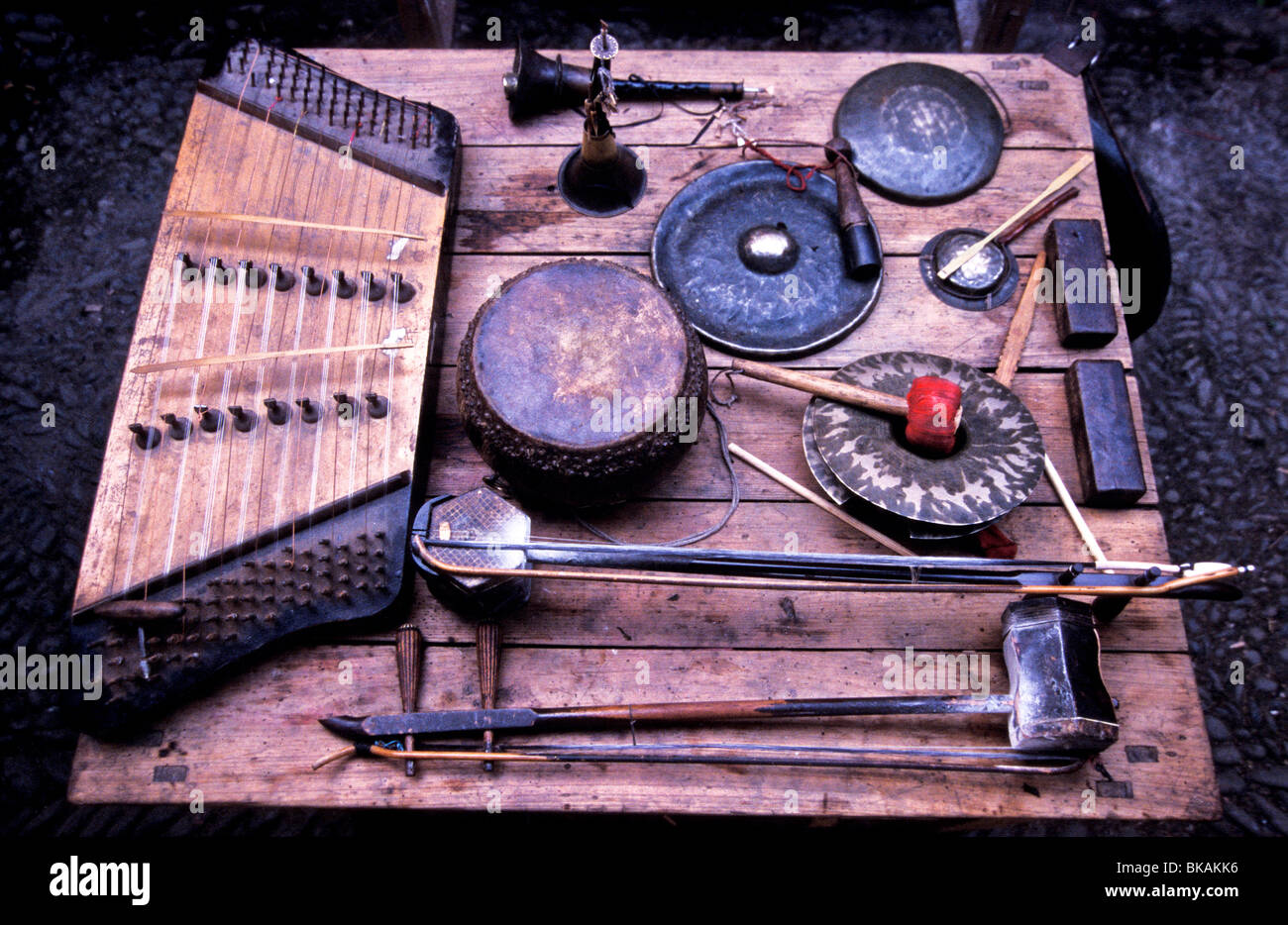 Still life of traditional Chinese musical instruments during the Haka