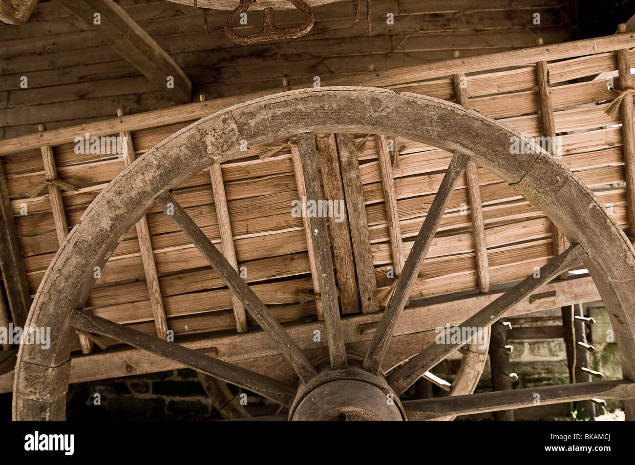 Wooden cart wheel Stock Photo - Alamy