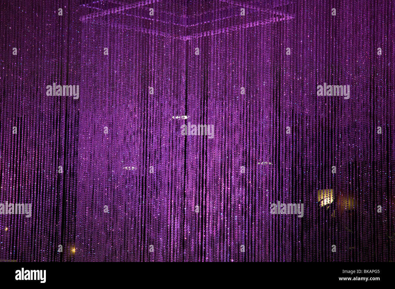 Purple bead curtain Stock Photo