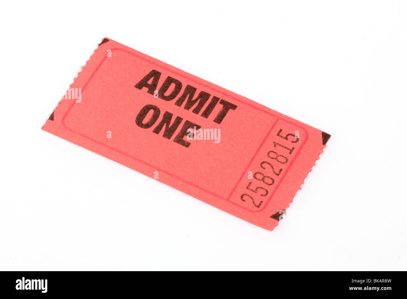 Torn off raffle , amusement ride, or event ticket, Stock Photo