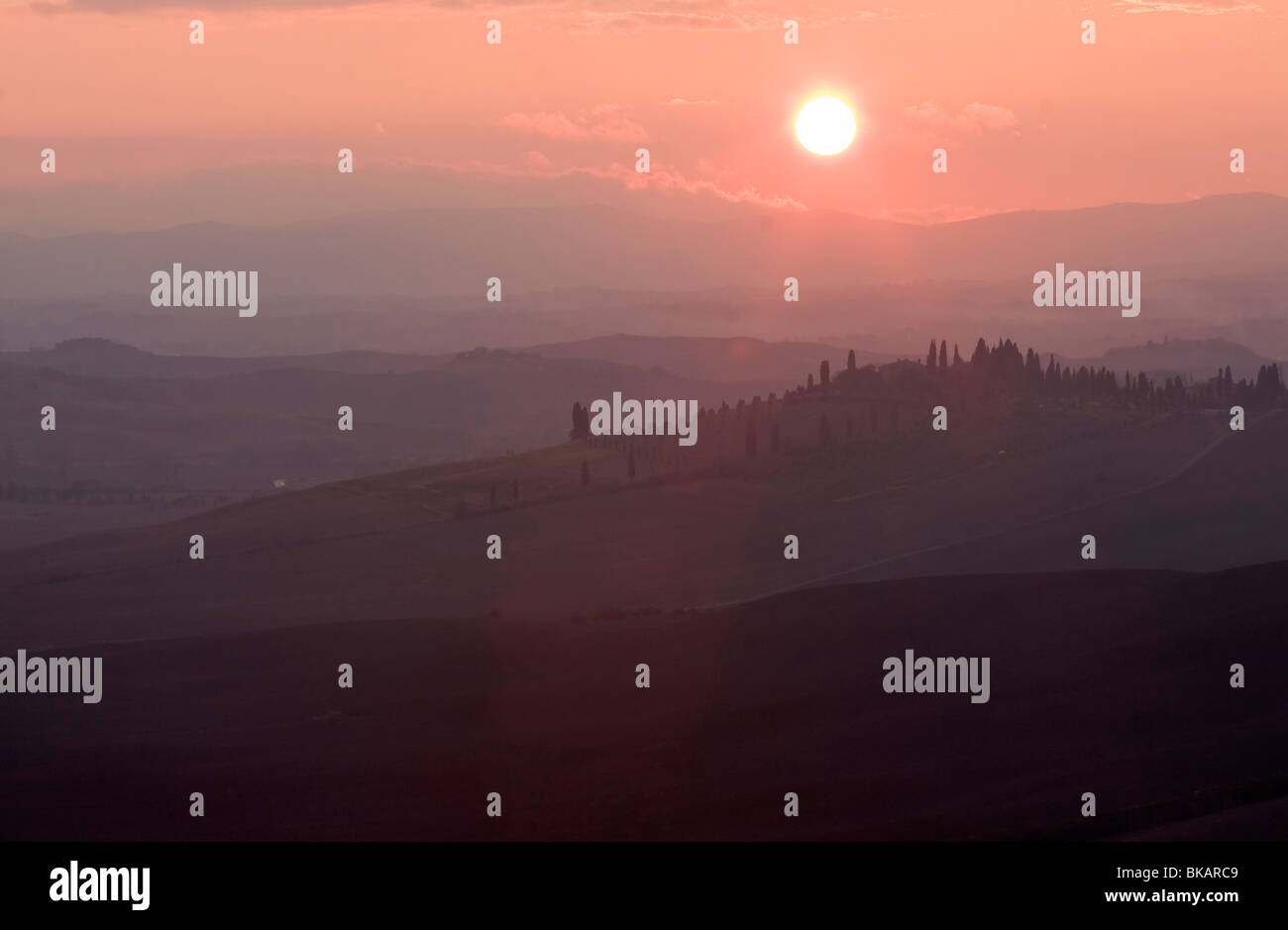 Sundown in Tuscany, Italy Stock Photo