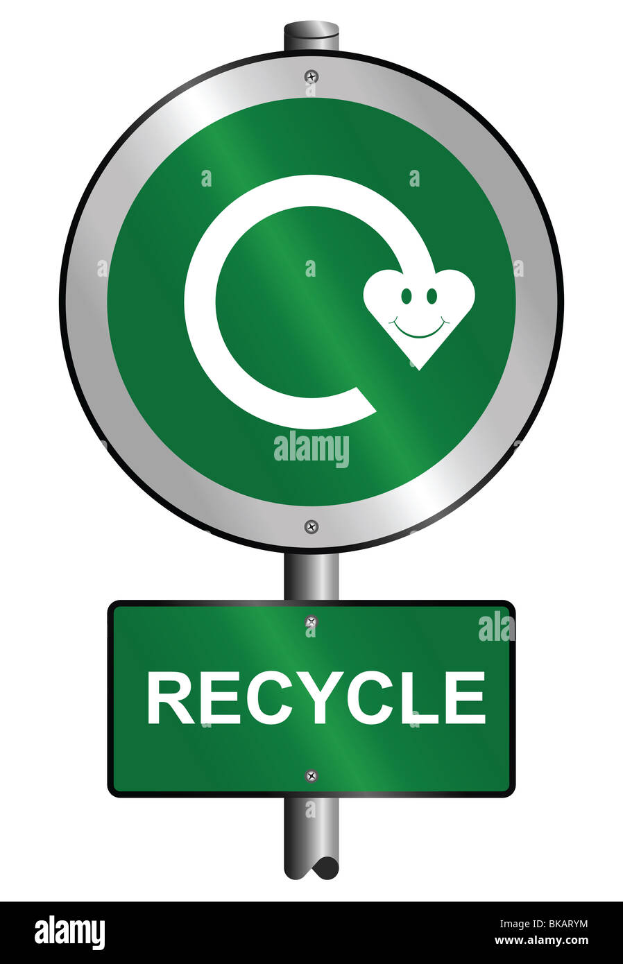 Vector of environmental recycling symbol sign mounted on post Stock ...