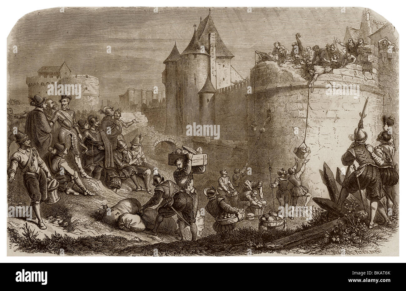 In 1590, during the siege of Paris, King Henry IV of France made release some peasants and distributed them some money.