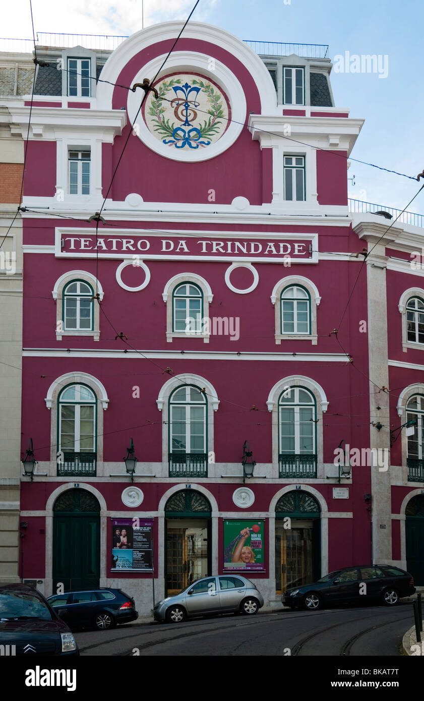Teatro DaTrindade, 'Theatre of the Trinity' (1867), a theatre venue for plays, concerts and shows, Bairro Alto, Lisbon Portugal Stock Photo