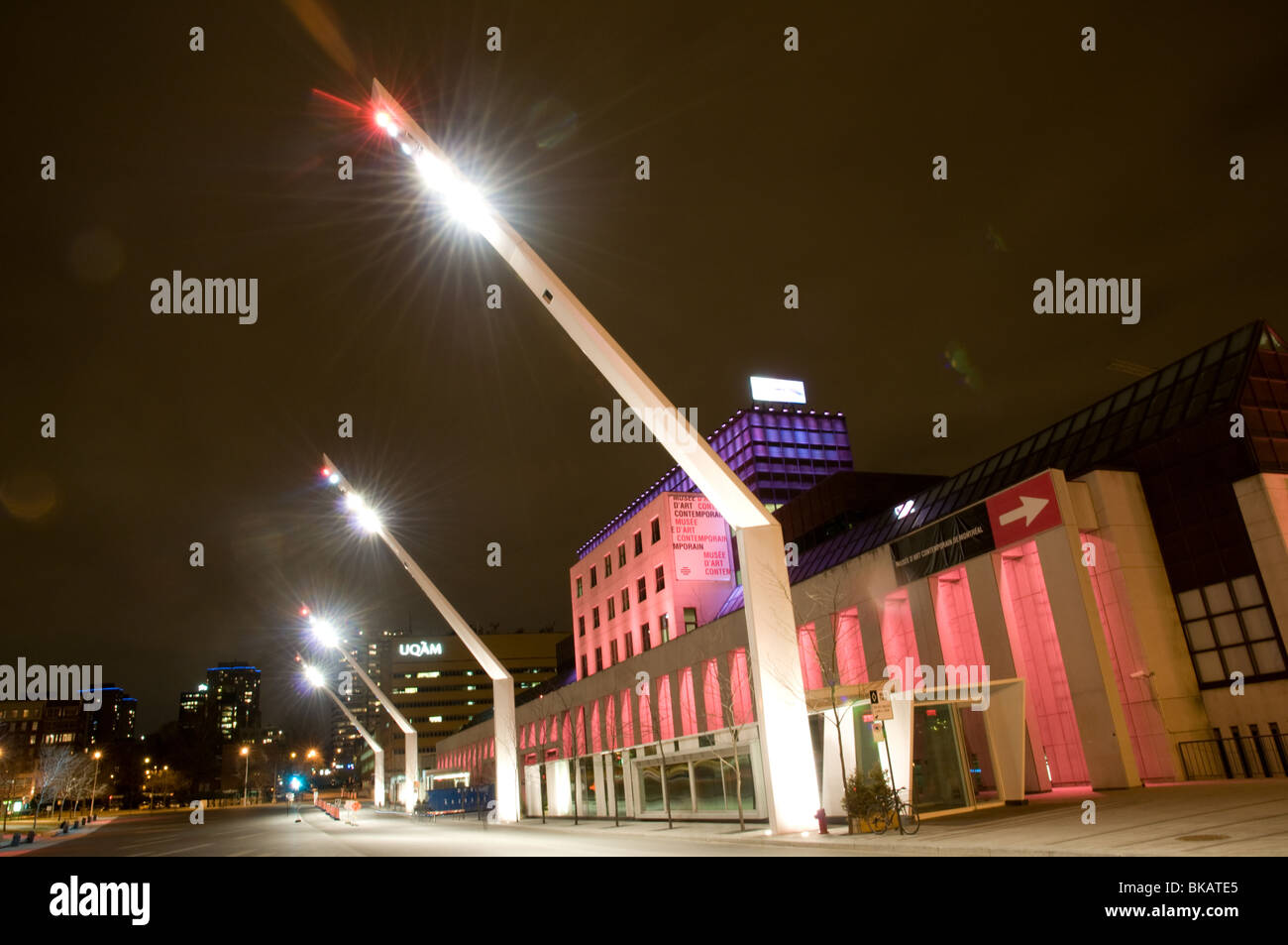 Outside the Museum of Contemporary Art at night Montreal, Canada