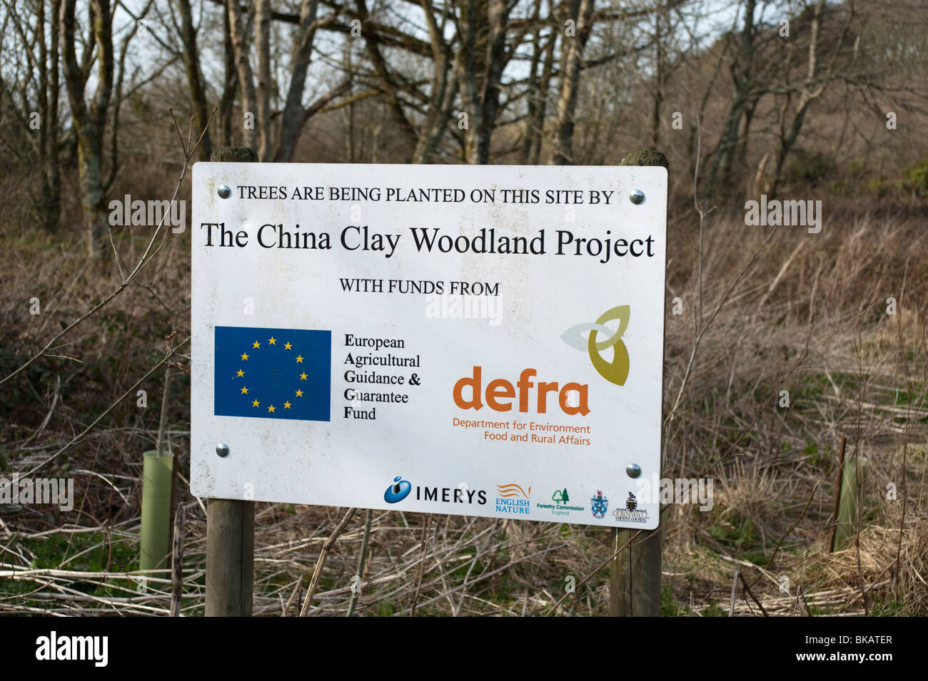 The China Clay Woodland Project, Cornwall, Imerys and Defra Stock Photo
