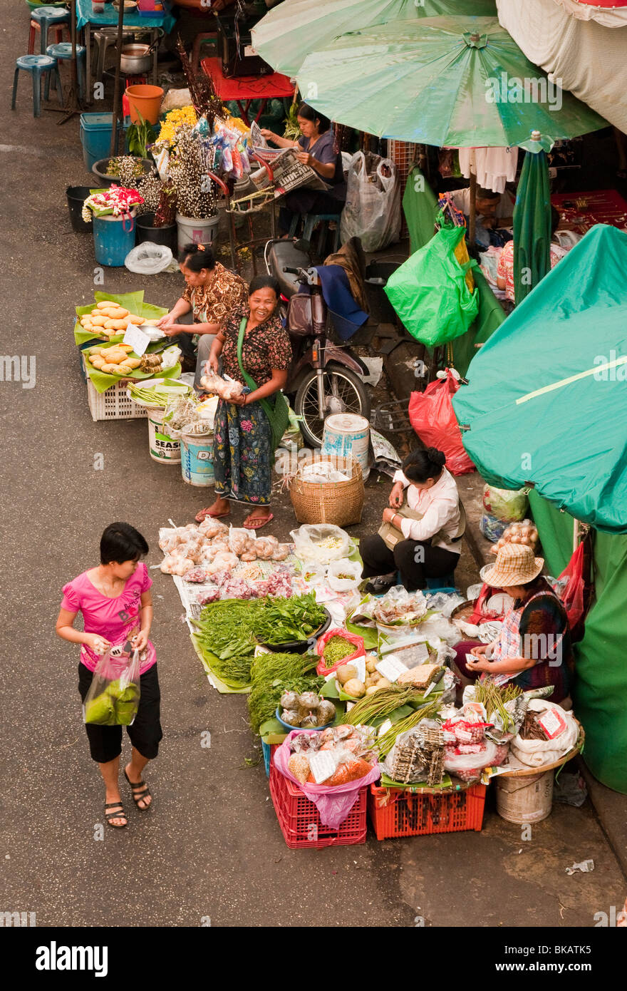 Marketplace near Chinatown and Ping River, Chiang Mai, Thailand. Stock Photo