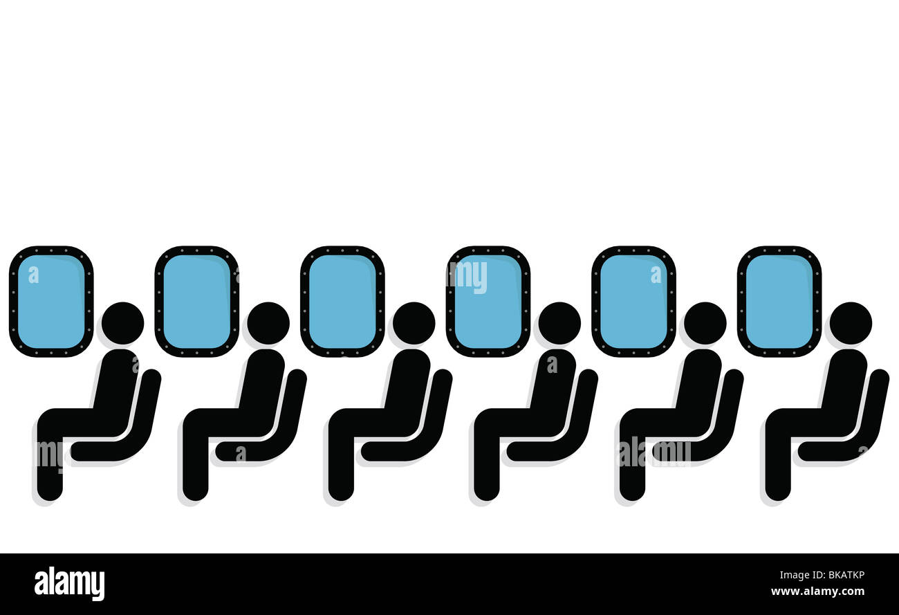 Vector of airline passengers seated on a plane fully layered Stock ...