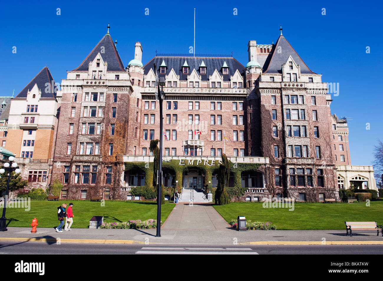 Fairmont Empress Hotel on James Bay Inner Harbour, Victoria, Vancouver Island, British Columbia, Canada Stock Photo