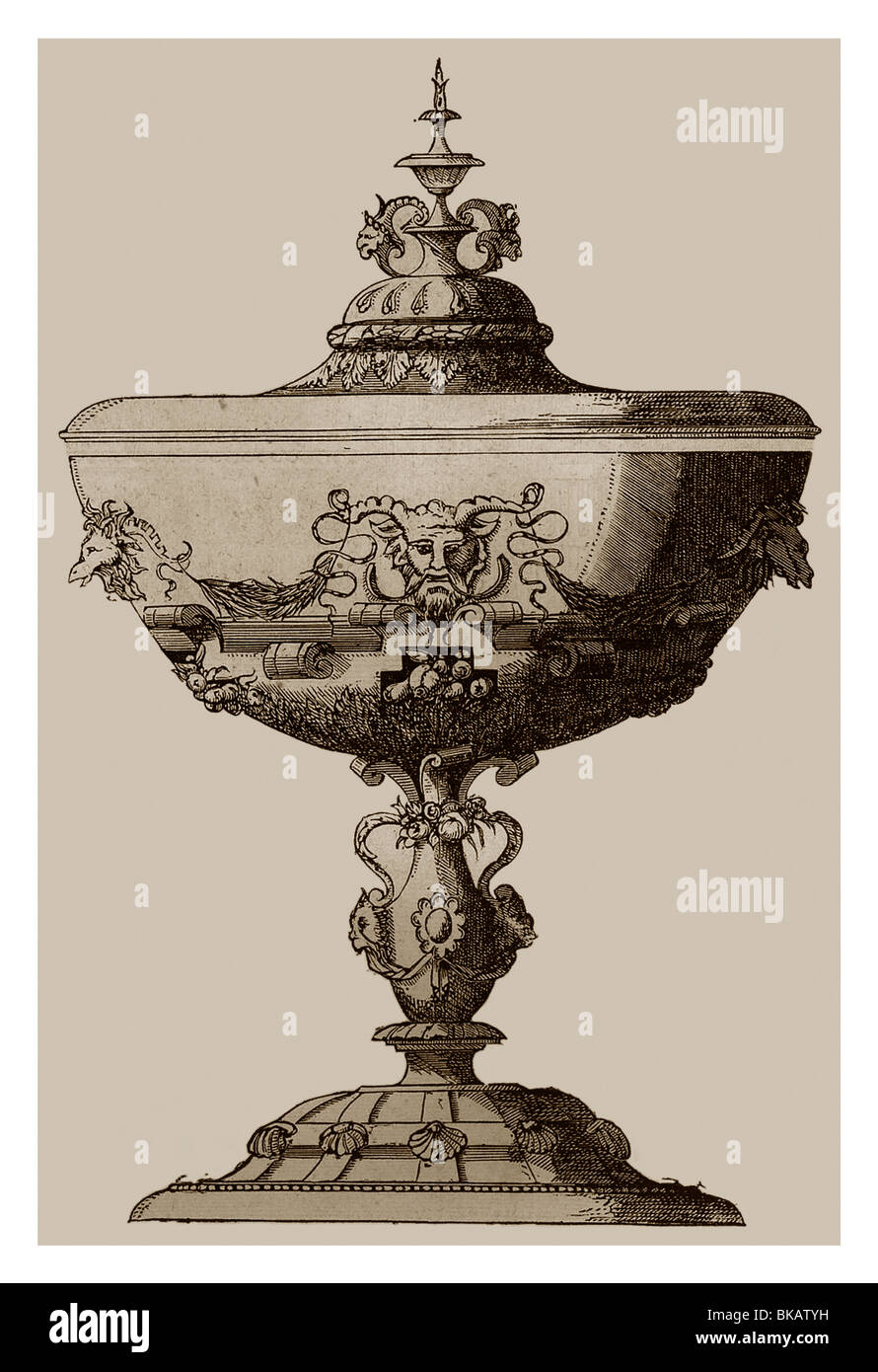 Cup engraved by Jacques I Androuet du Cerceau. Stock Photo