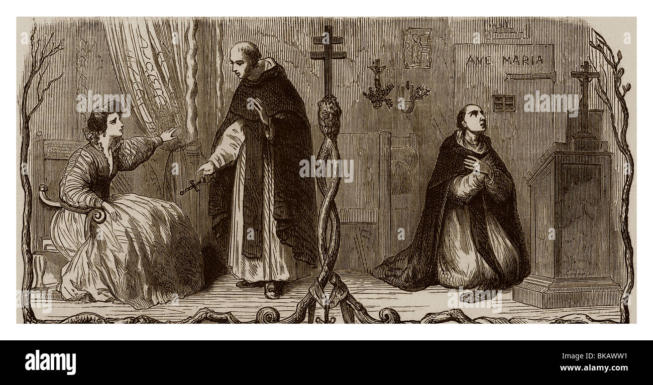 In 1589, in Paris, Jacques Clément, Dominican Friar and partisan of the Holy League and the Duchess of Montpensier. Stock Photo