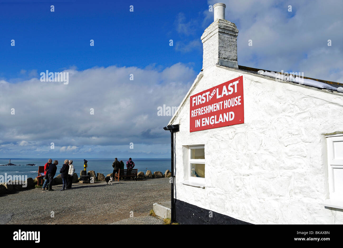 the first and last cafe at lands end in cornwall, uk Stock Photo