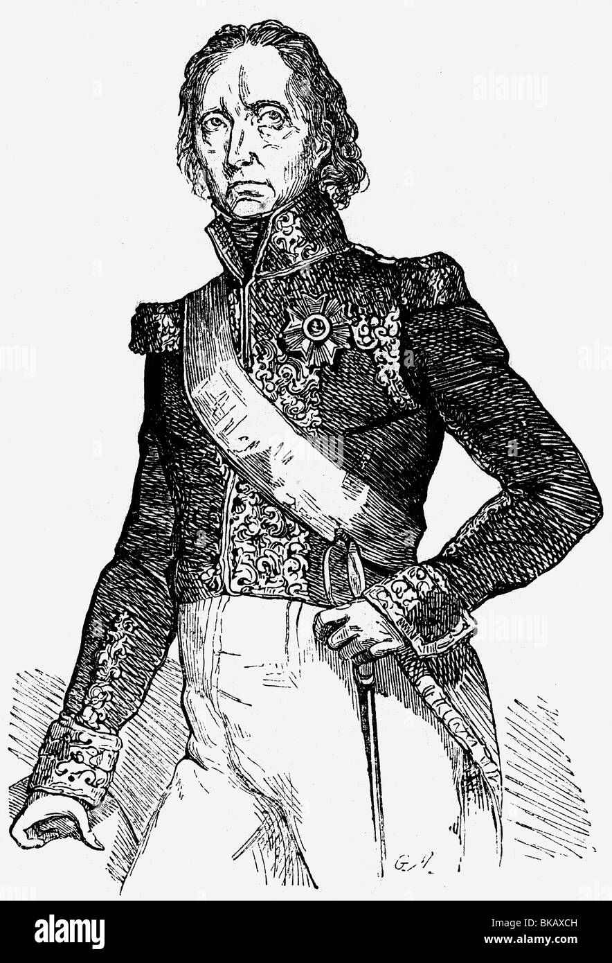 Soult, Nicolas-Jean-de-Dieu, 29.3.1769 - 26.11.1851, French general and politician, half length, Minister of War 3.12.1814 - , Stock Photo