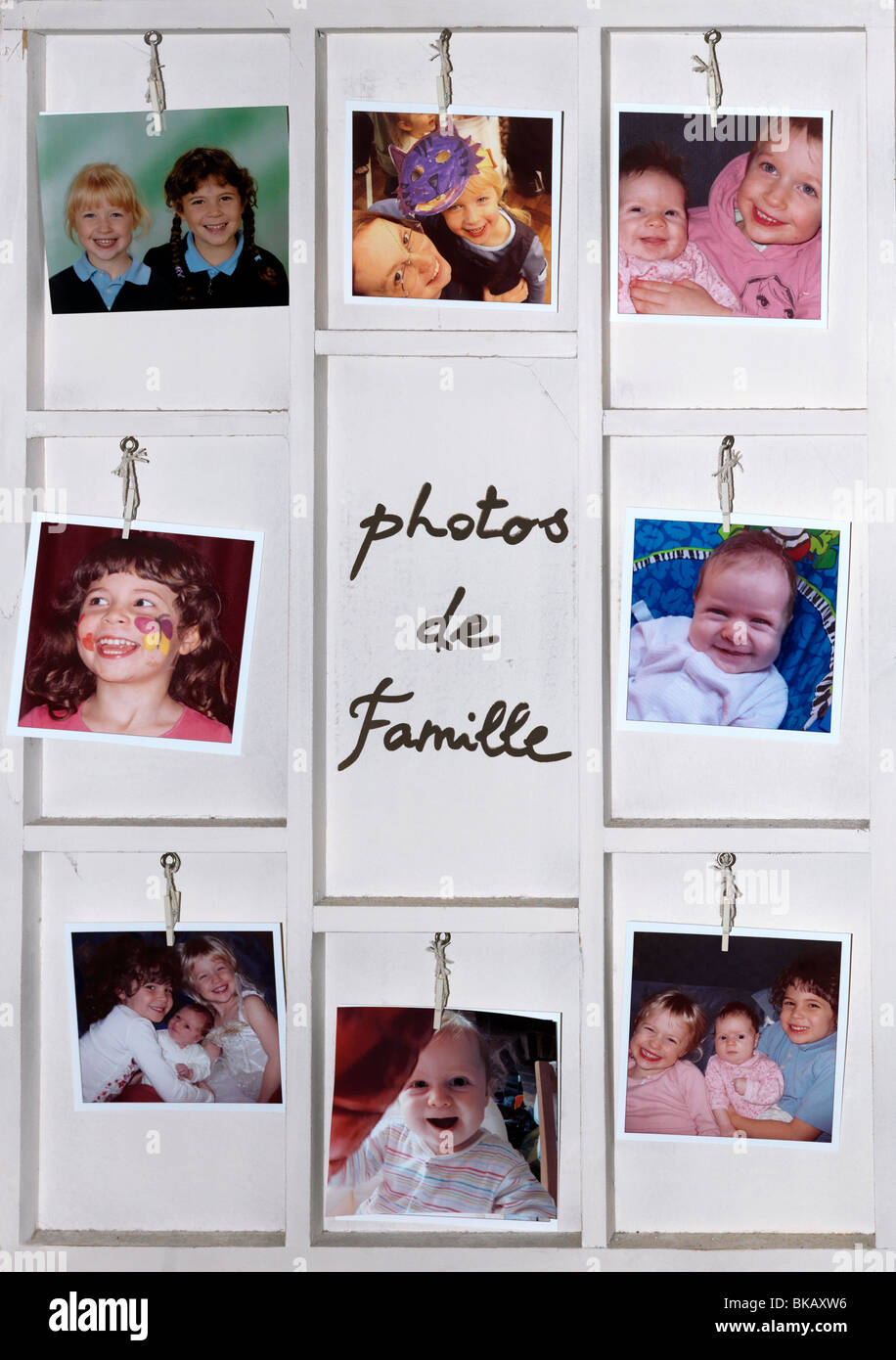 Family Photographs Hanging In French Photo Frame Photo De Famille Stock Photo