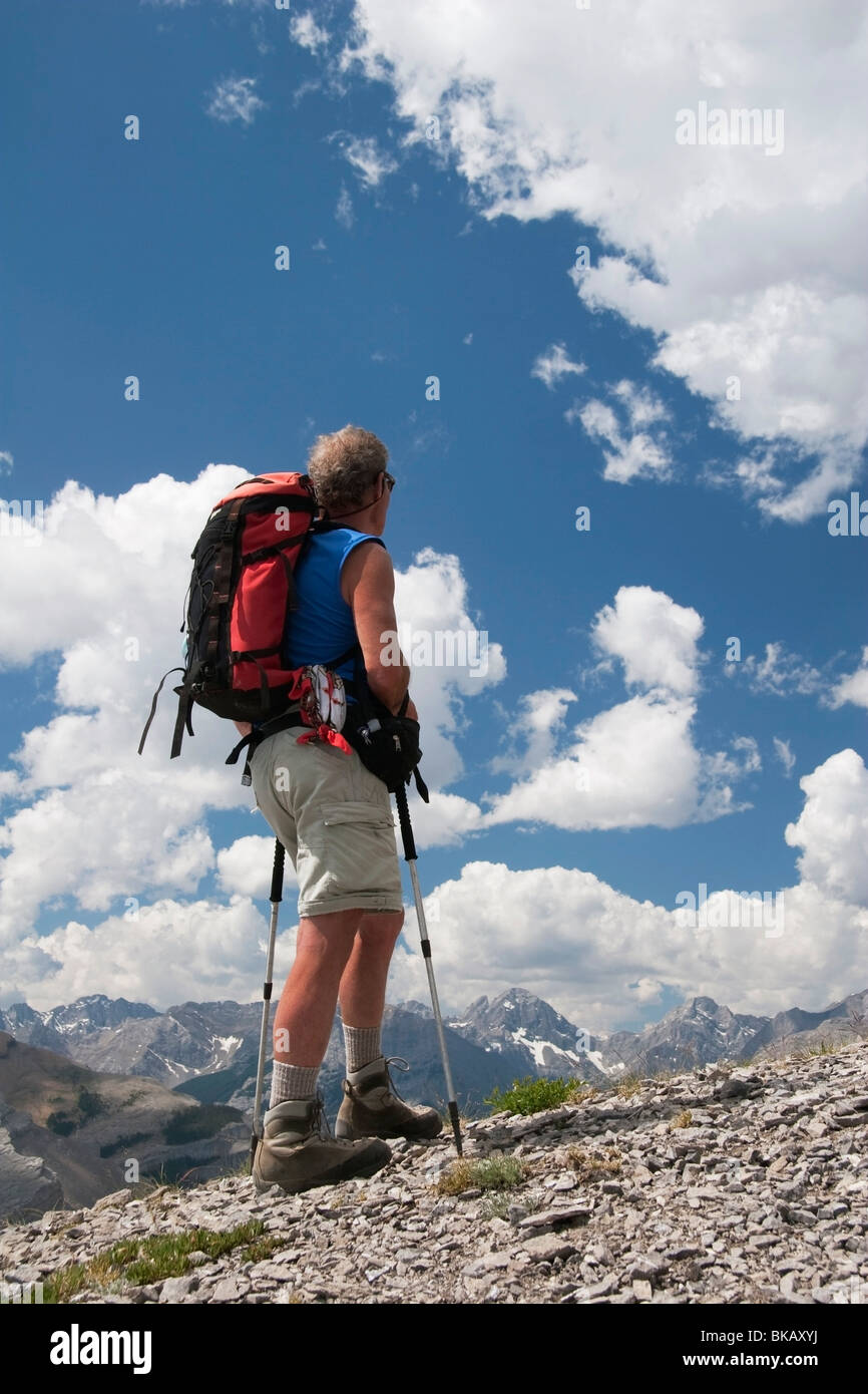 Man with walking poles mountain hi-res stock photography and images - Alamy