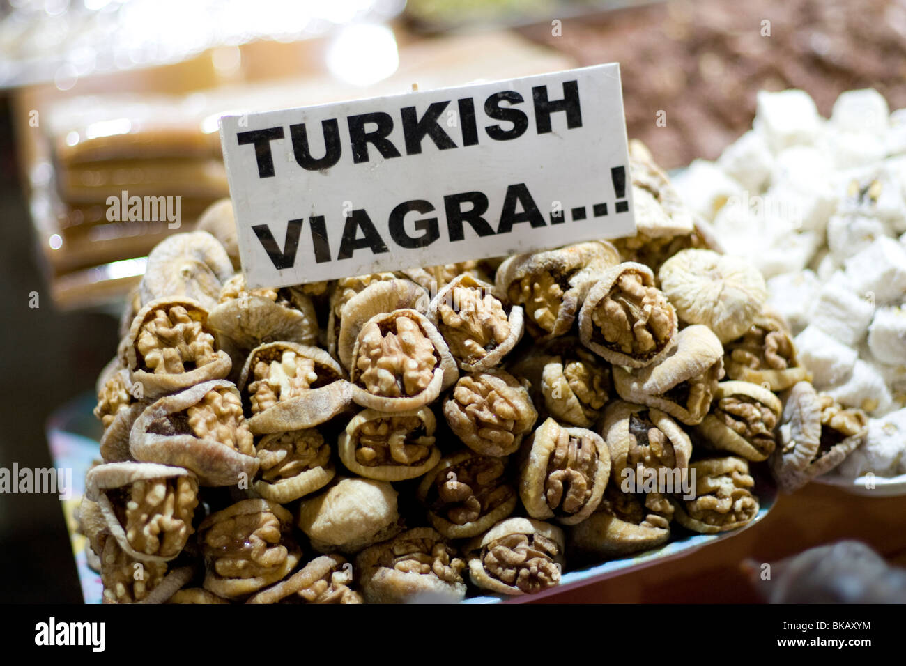 Turkish Viagra for sale at the Egyptian bazaar in Istanbul. Stock Photo